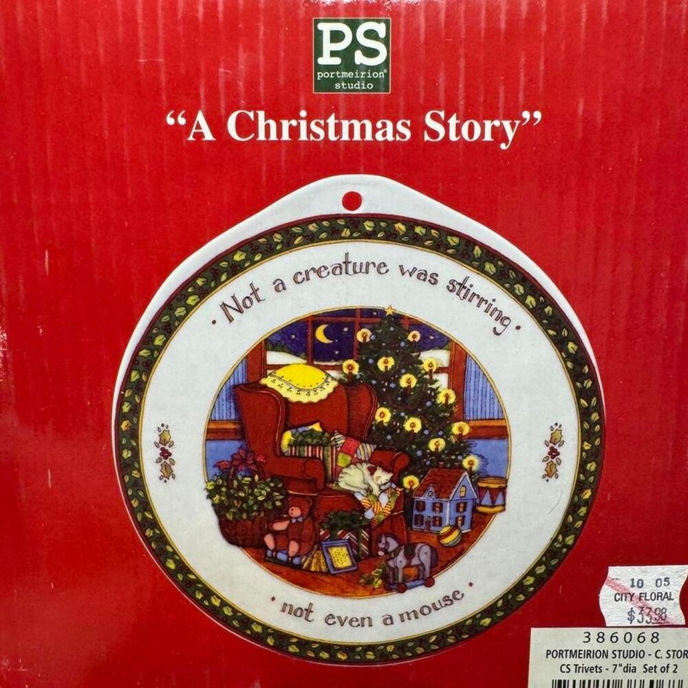 NWT Portmeirion "A Christmas Story" 2 Trivets NEW in the Box